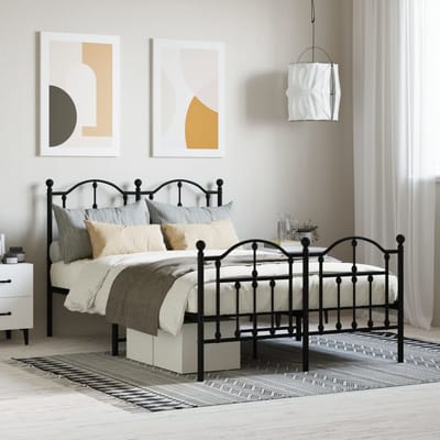 vidaXL - Bedframe - met - hoofd- - en - voeteneinde - metaal - zwart - 120x190 - cm
