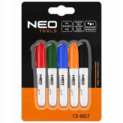 NEO TOOLS Mini Markers Set - 5 kleuren, permanent