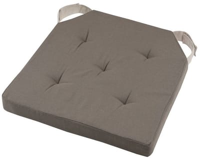 Stof Textile stoelkussen DUO - taupe - 38 x 38 x 4 cm - klittenband sluiting - zitkussens - binnen/buiten