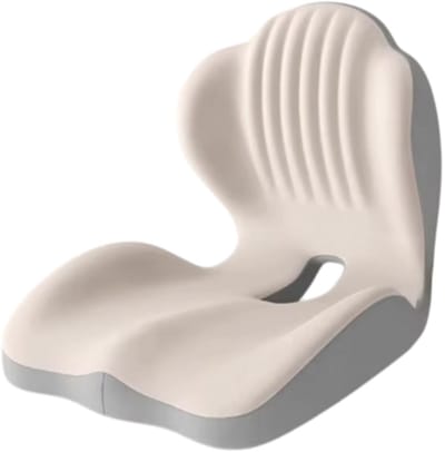 Zacht Memory Foam Zitting Kussen – Ergonomisch Stoelkussen voor Kantoor, Langdurig Zitten, Rugondersteuning, Drukverlichting en Houding Correctie - Grijs En Wit