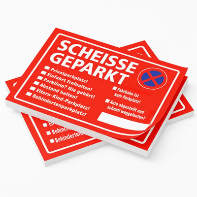 Dailygoods- Notitieblok Scheiß Geparkt - Set van 2 - 50 Vellen - A7 Formaat - Creatief Schrijfblok - Humoristisch Kladblok - Boetebon