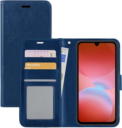 Hoesje - Met Pasjeshouder - Geschikt voor Samsung Galaxy A26 - Luxe Bookcase Portemonee - Flip Case - Kunstleer Book Case - Flipcase - Book Cover - Walletcase - Portemonneehoes - Donkerblauw