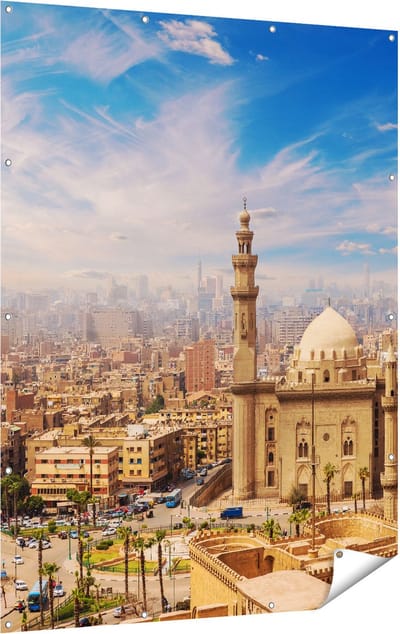 Gards Tuinposter Moskee in Cairo, Egypte - 120x160 cm - Tuindoek - Tuindecoratie - Wanddecoratie buiten - Tuinschilderij