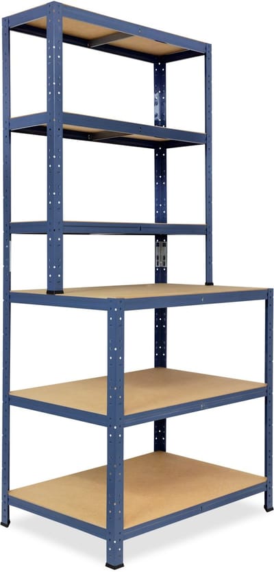 Shelfplaza HOME werkbankstelling - 190x80x60 cm - blauw - 6 planken