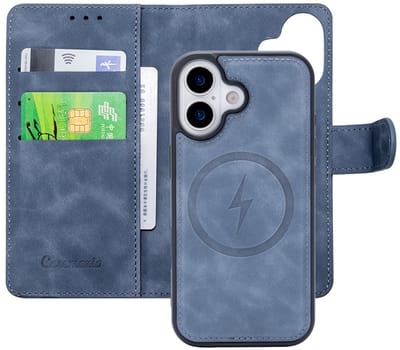 CaseMania Bookcase hoesje geschikt voor iPhone 17 - Effen Grijs - Kunstleer - 2-in-1 Magnetisch Uitneembaar Design - Compatible met MagSafe