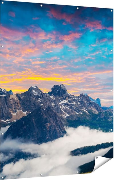 Gards Tuinposter Bergen Landschap met Wolken in Itali� - 120x160 cm - Tuindoek - Tuindecoratie - Wanddecoratie buiten - Tuinschilderij