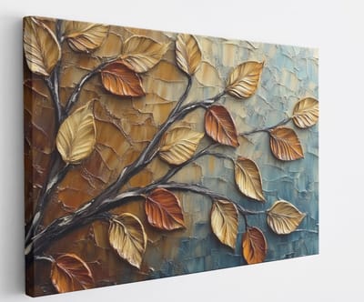 Saammp Canvas Schilderij - Herfst bladeren - Abstract - 45x30 - Foto op canvas - Wanddecoratie - Muurdecoratie Woonkamer - Slaapkamer decoratie - Canvas Print