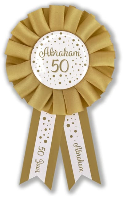 Q2P - Abraham Rozet - Verjaardag Versiering - Wit & Goud - Feest - Buttons - Rosette