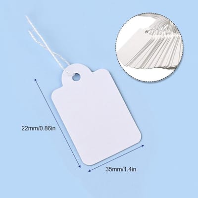 Dailygoods - 200 stuks labels voor hangers, prijskaartjes, 3,5 x 2,2 cm, kraftpapier, prijskaartjes, etiketten, cadeaulabels met draad, handgemaakte hangetiketten voor kleding, sieraden, display (wit en bruin)