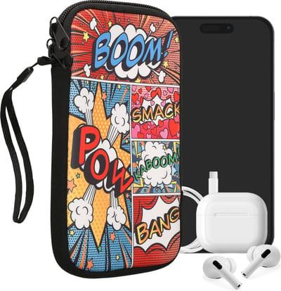 kwmobile hoesje voor smartphones XXL - 7" - hoes van Neopreen - Stripboek design - meerkleurig - binnenmaat 17,7 x 8,5 cm