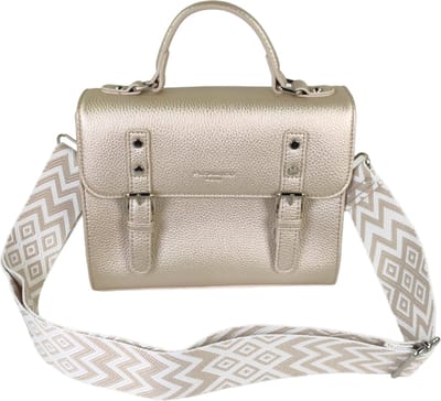 Flora & Co - trendy handtas - boekentasstijl - met fashion riem - ivoor