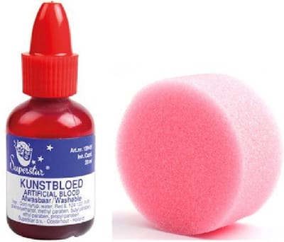 Flesje vloeibaar professioneel Halloween/horror nepbloed/filmbloed 20 ml met handig aanbreng sponsje