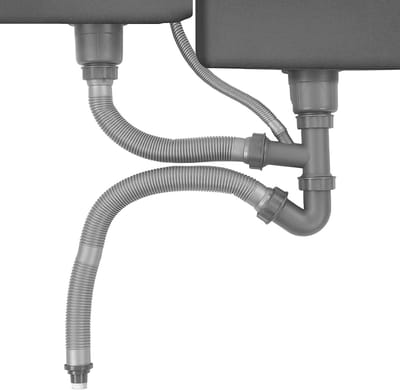 Verstelbare afvoerslang voor dubbele keukenspoelbak - P-sifon inclusief uitbreidbare afvoerset - Keuken gootsteen accessoire met afvoerplug