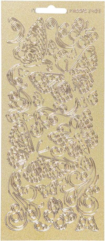 Stickers, vlinders, vel 10x23 cm, goud, 1 vel