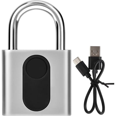 Cadenas intelligent à empreintes digitales, serrure de porte sans clé, étanche, rechargeable, sécurité domestique gray