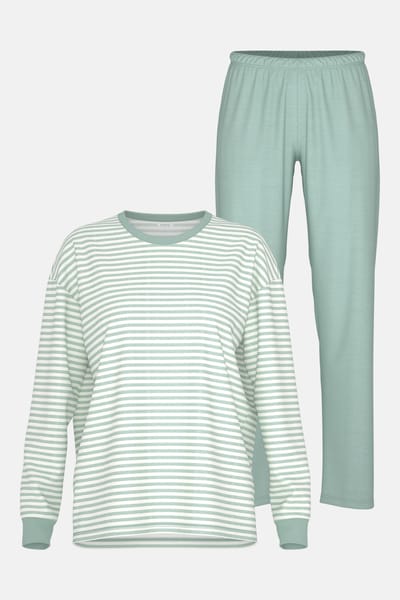 Pyjama lang Serie Willow Stripes Seasalt Green