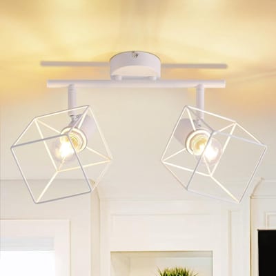 Glitzerlife - Plafondspot Plafondlamp - draaibaar en kantelbaar - opbouwspots - 2xE14 fitting - metalen plafondlamp - Ø45cm - wit - moderne spotverlichting voor woonkamer en keuken