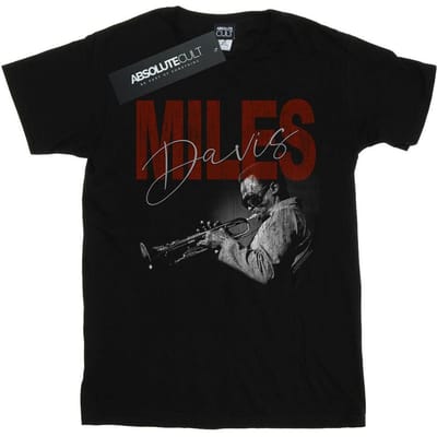 Miles Davis Heren Distressed Foto T-shirt L zwart