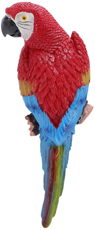 Solidchoice- Papegaai Muurdecor - Realistisch Hars Standbeeld - Tuindecoratie - Hangende Sculptuur - Lichtgewicht - Schokbestendig