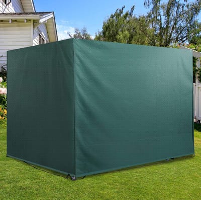 MEUNIQ Tuinmeubelhoes 215 x 155 x 150 cm met rits en sluitband, waterdichte afdekhoes met UV-bescherming voor tuinset of grote tuinmeubelen, donkergroen
