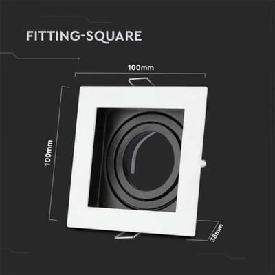 HOFTRONIC Durham LED Inbouwspot Vierkant - Kantelbaar armatuur - 10x10 cm - GU10 Fitting incl. lamphouder - IP20 - Wit