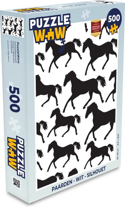 Puzzel Paarden - Wit - Silhouet - Meisjes - Kinderen - Meiden - Legpuzzel - Puzzel 500 stukjes