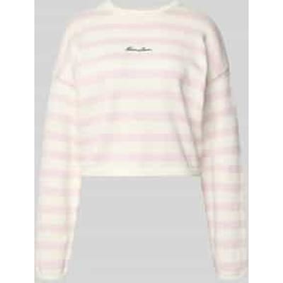 boxy fit gebreide pullover met streepmotief en labelstitching