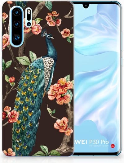 Huawei P30 Pro TPU Hoesje Pauw met Bloemen