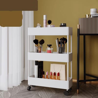 Meerdere verdiepingen keuken opbergrek mobiele trolley badkamer smalle naad opbergrek vloer afwerking rek slaapkamer opbergrek 3 Layer wit