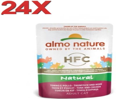 Almo Nature HFC - Kattenvoer - Maaltijdzakje - Tonijn & Kip - 24x55gr