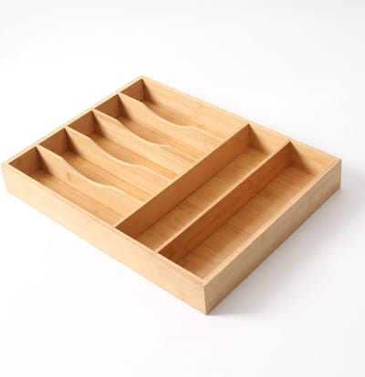 Bestekbak voor keukenla met 7 Vakken - Bestek organizer - Bestekla - Hoogwaardig Bamboe Hout - Bestekcassette 43x33x5.8 Cm.
