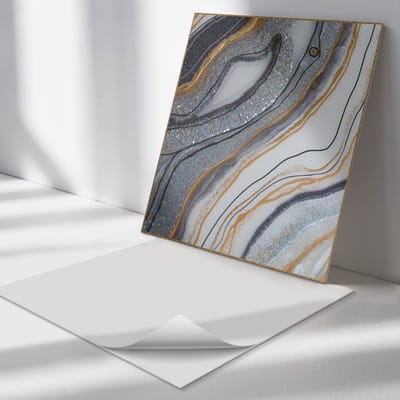 Wallfluent Vinyl Tegels - Abstracte Golven met Gloed Zelfklevende PVC Tegels - 30 cm x 30 cm - Grijs Vinyl Tegels - 9 stuks - Vierkant PVC Tegels - Texturen Plaktegels - Vinyl Vloer Tegels - Plaktegels Keuken en Badkamer