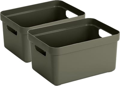 Sunware Opbergbox Sigma - 4x stuks - kunststof - donkergroen - 5 liter - Opbergbakken/opbergers - 25,2 x 18 x 12,2 cm