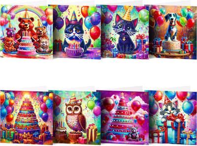 Adorzy Diamond Painting Kaarten – 8 Wenskaarten met envelop - Diamond Painting Volwassenen – Diamond Painting Volledig Pakket