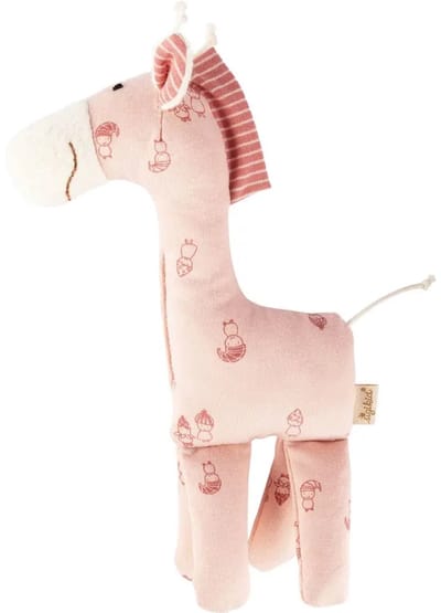 sigikid knuffel giraffe roze baby speelgoed katoen 23 cm.
