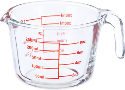 maatbeker - 250 ml - glas - hittebestendig - magnetronbestendig