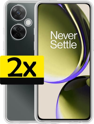 Hoesje - 2 Stuks - Geschikt voor OnePlus Nord CE 3 Lite - Sterk & Shockproof - Case Siliconen - Back Cover - Telefoon Hoes - Telefoonhoesjes - Transparant