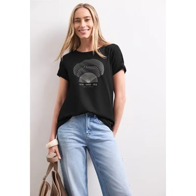 Shirt met ronde hals en foliedetails