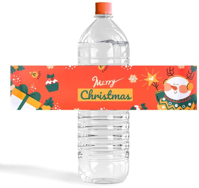 Dailygoods- Kerstetiketten 50 Stuks - Waterflesstickers - Cartoon Motief "Vrolijk Kerstmis" - Duurzaam Materiaal - Eenvoudig Aanbrengen - Feestelijke Decoratie - Feeststickers