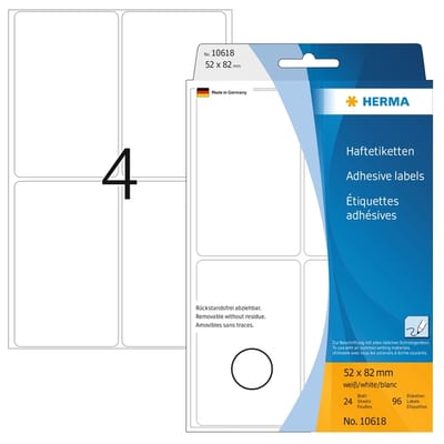 Huismerk Herma 10618 Movable Etiket 52x82mm Wit - 128 etiketten