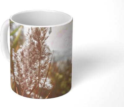 Mok - Koffiemok - Riet - Zon - Plant - Mokken - 350 ML - Beker - Koffiemokken - Theemok