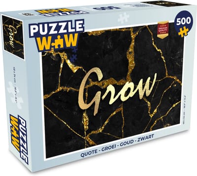 Puzzel Quote - Groei - Goud - Zwart - Legpuzzel - Puzzel 500 stukjes