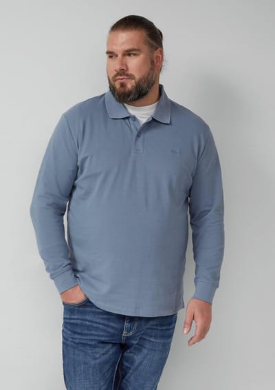 s.Oliver - male - Katoenen piqué polo met lange mouwen en manchetten