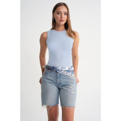 Geribbelde Crew Neck Aansluitende Tanktop