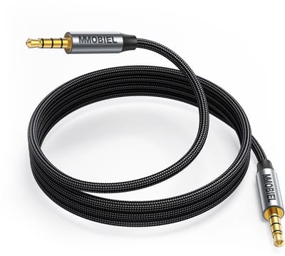 MMOBIEL 3.5mm Audio Male to Male Jack Aux kabel - 4-Polige TRRS Jacks - Aux to Aux Verlengkabel - Audio en Microfoon Functie - Geschikt voor Hoofdtelefoon, Laptop, Telefoon, Luidspreker etc. - 1M