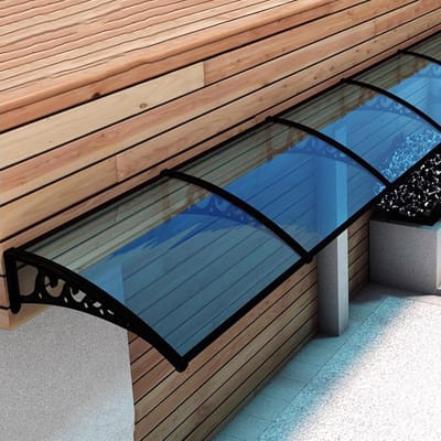 Regenbescherming Luifel - Buitenluifel Deur - Bescherming Ramen - Dik Polycarbonaat - 120x200cm - Blauw