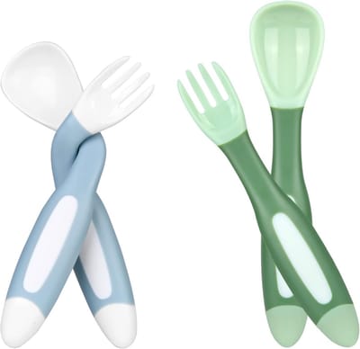 Babyvoeding Lepels Set van 2, Veilige Kinderen Bestek voor Links- en Rechtshandigen, Ideaal voor Voedingstraining