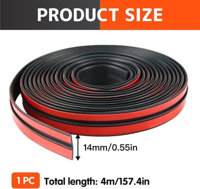 4 m raamafdichting - auto voorruit rubber afdichting - auto voorruit strepen T-vorm afdichtingsstrips autodeur afdichtingsstrips - voor auto vrachtwagen deur raam decoratie - 14mm breed - rood+zwart