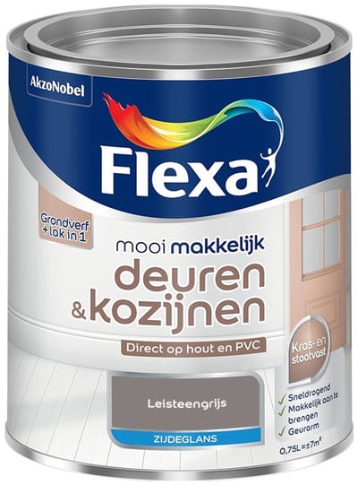 Flexa - Mooi Makkelijk Deuren & Kozijnen Zijdeglans - Leisteengrijs - Mengverf - 750 Ml
