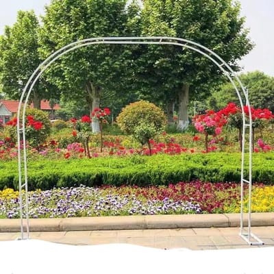 HCZION Metalen tuinboog Klimplanten hekjes Rozenboog Plantenboog Trellis Archway Arch Achtergrondstandaard met voet Vrijstaande rozenlatwerk Eenvoudig te monteren Bruiloftsboog (Color : White, Size